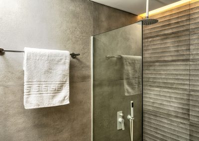 Spa-inspired bathroom with contemporary finishes, Myzith Luxury Suites, Keri, Zakynthos, Greece.